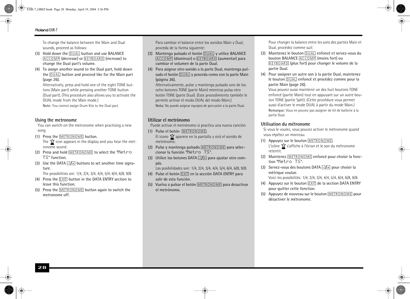 Roland EXR-7 User Manual | Page 28 / 152