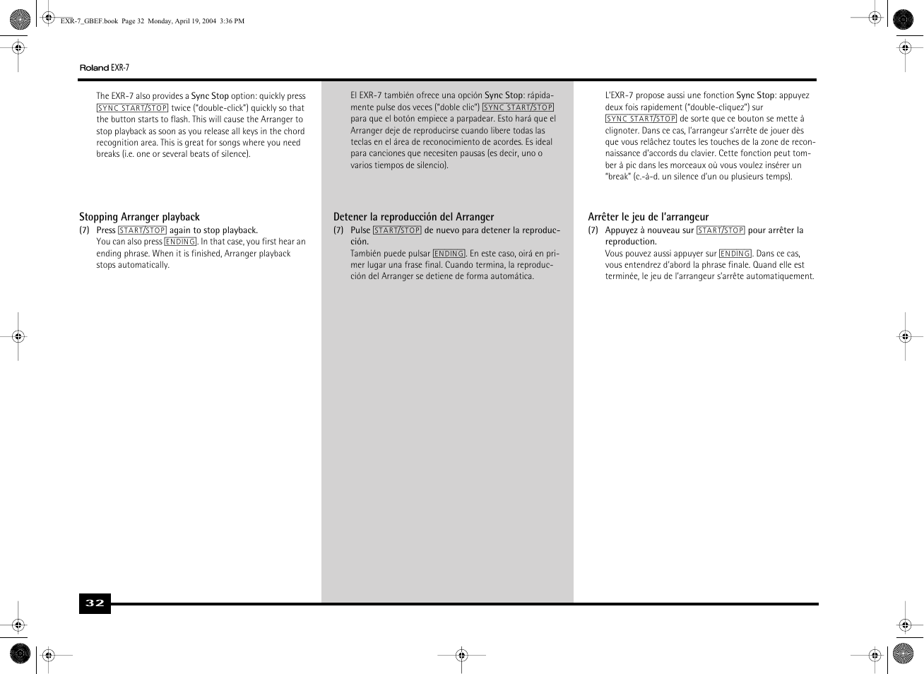 Roland EXR-7 User Manual | Page 32 / 152