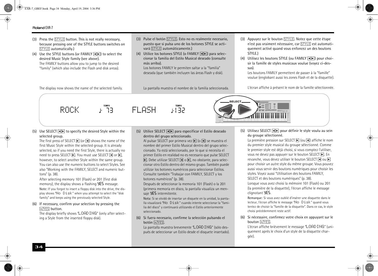 Flash, Rock | Roland EXR-7 User Manual | Page 34 / 152