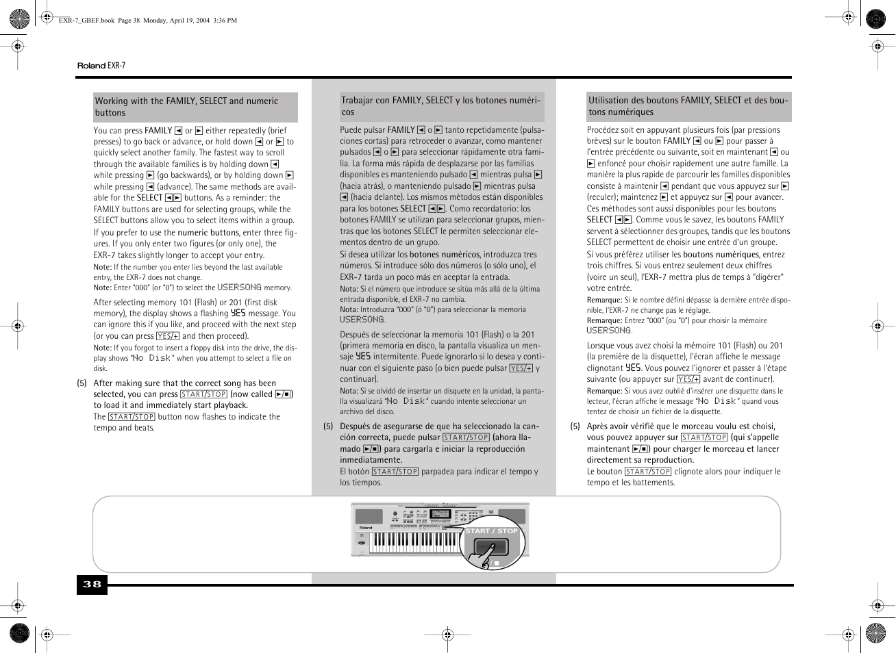 Roland EXR-7 User Manual | Page 38 / 152