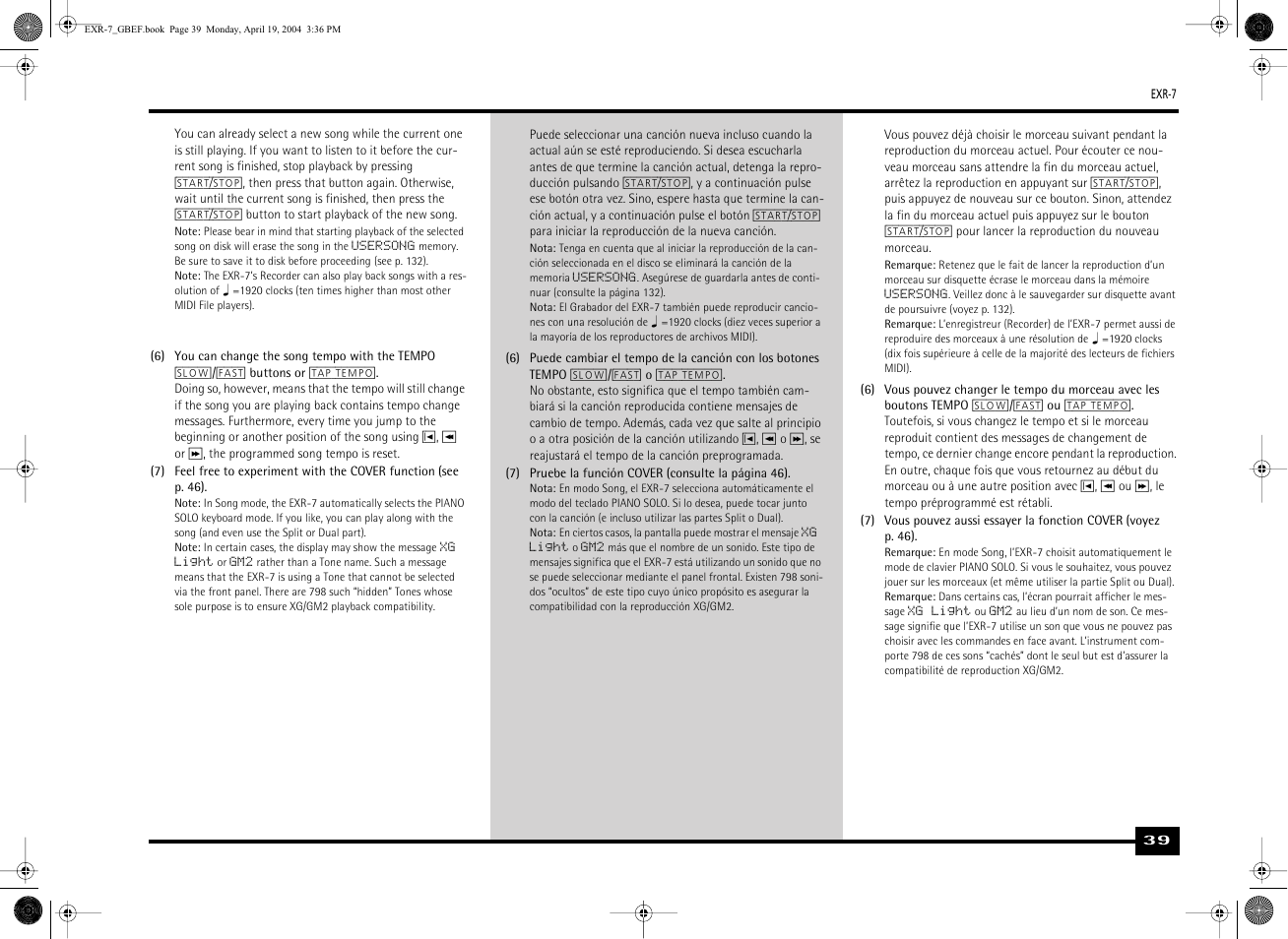 Roland EXR-7 User Manual | Page 39 / 152