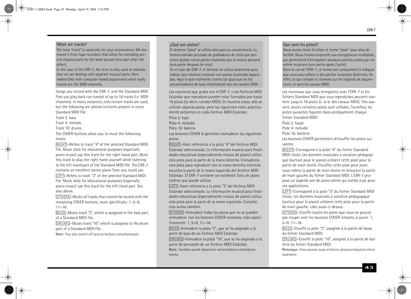 Roland EXR-7 User Manual | Page 43 / 152