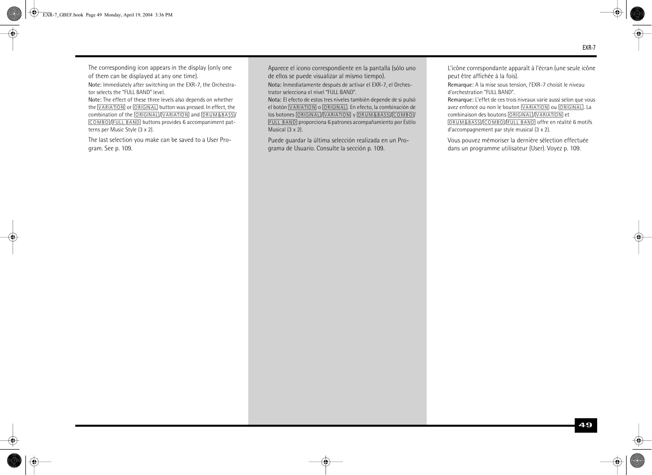 Roland EXR-7 User Manual | Page 49 / 152