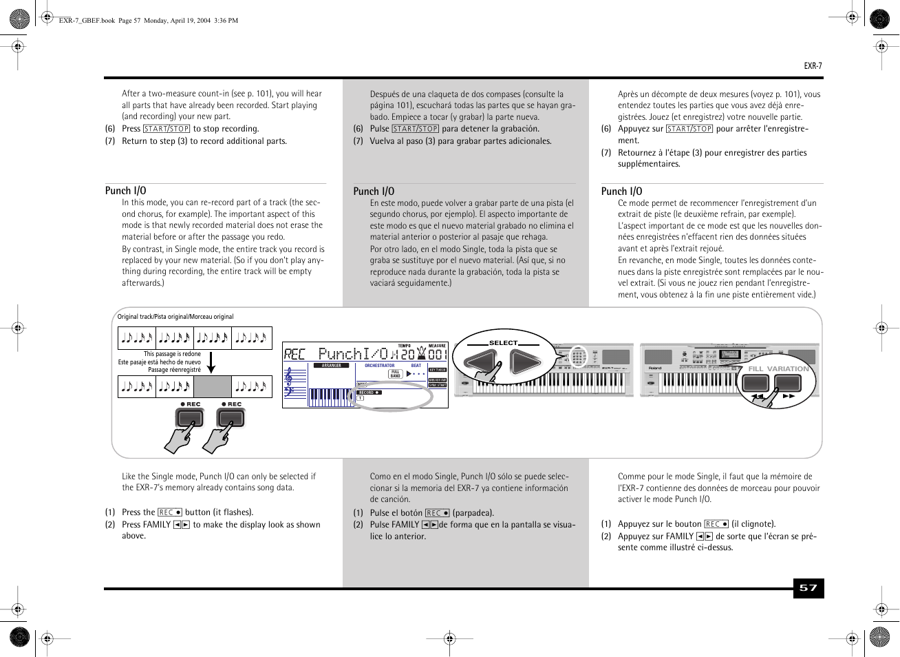 Punchi/o, Punch i/o | Roland EXR-7 User Manual | Page 57 / 152