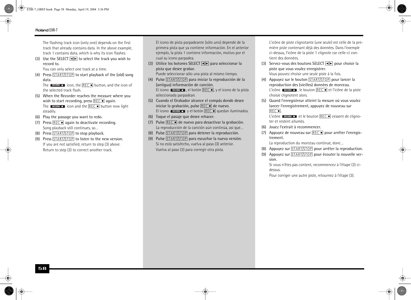 Roland EXR-7 User Manual | Page 58 / 152