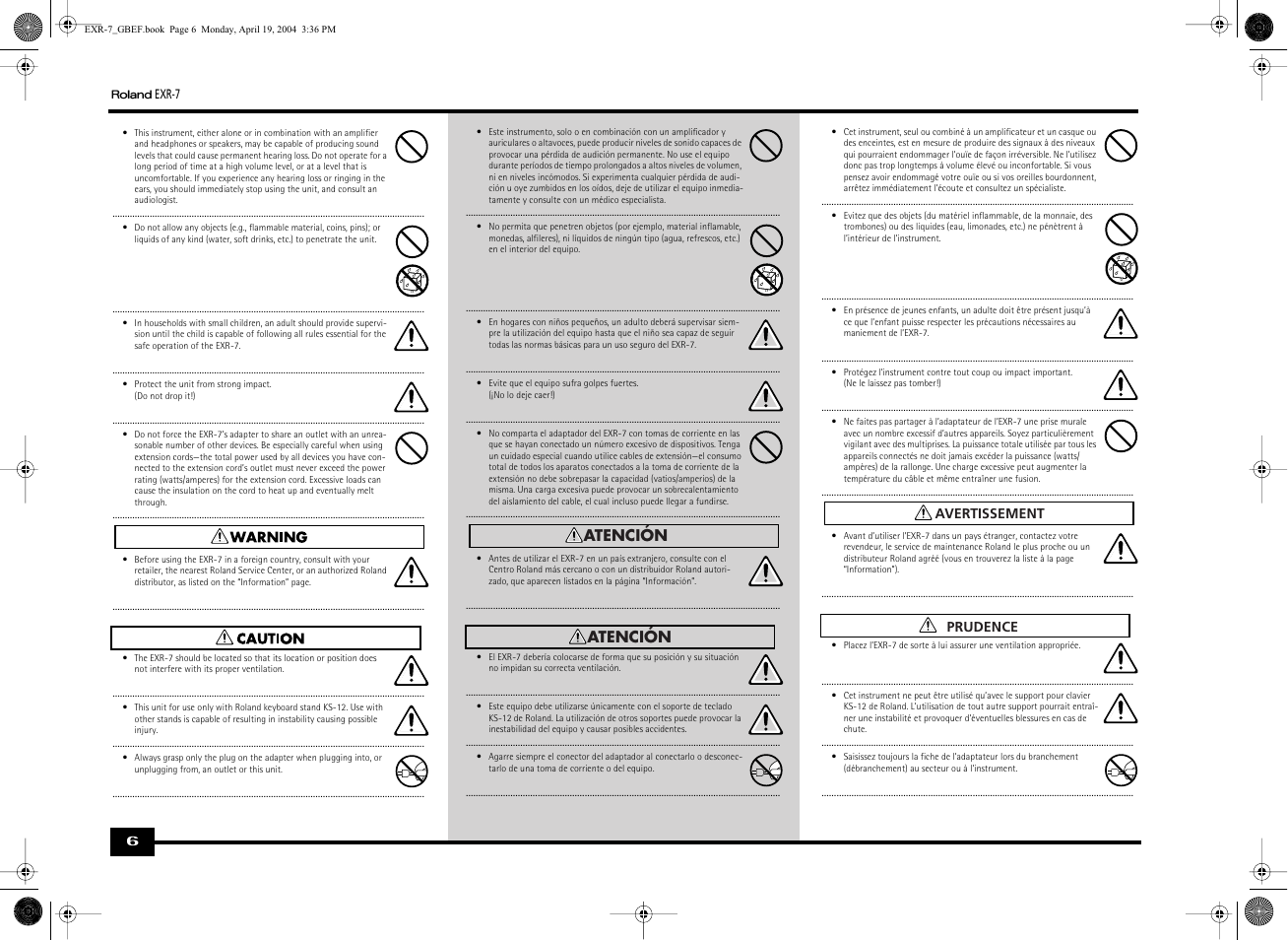 Roland EXR-7 User Manual | Page 6 / 152