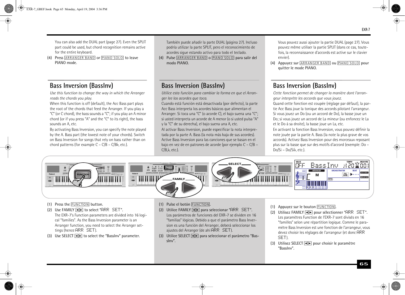Bass inversion (bassinv), Bassinv | Roland EXR-7 User Manual | Page 65 / 152