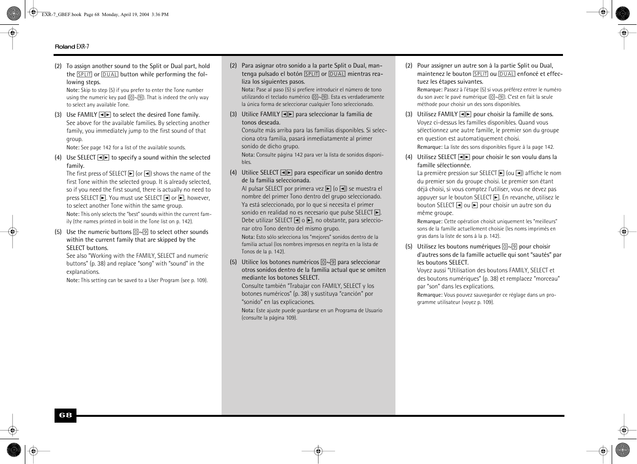Roland EXR-7 User Manual | Page 68 / 152