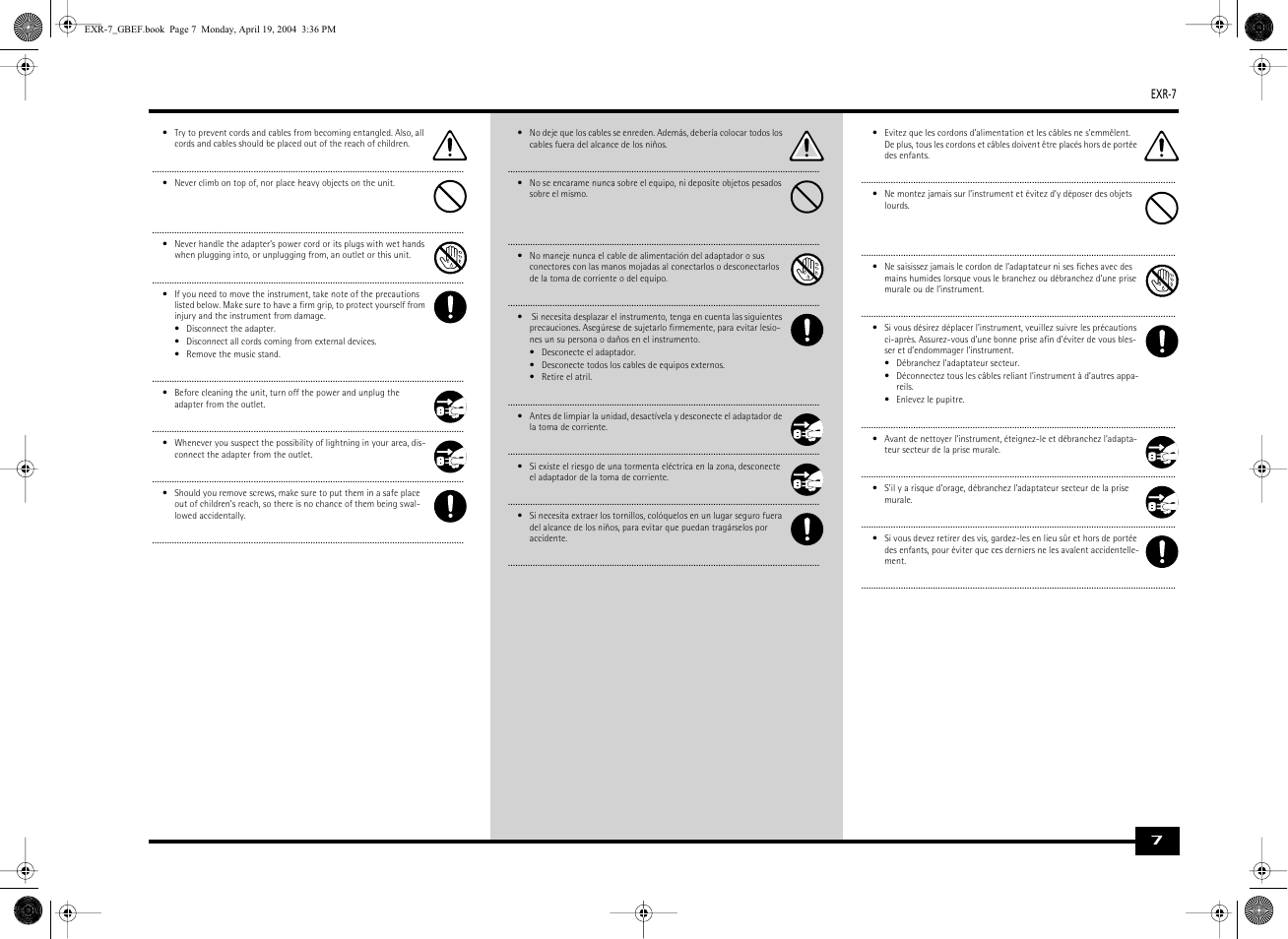 Roland EXR-7 User Manual | Page 7 / 152