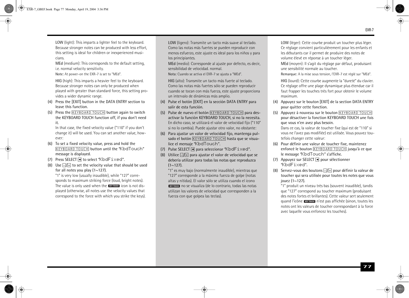 Roland EXR-7 User Manual | Page 77 / 152
