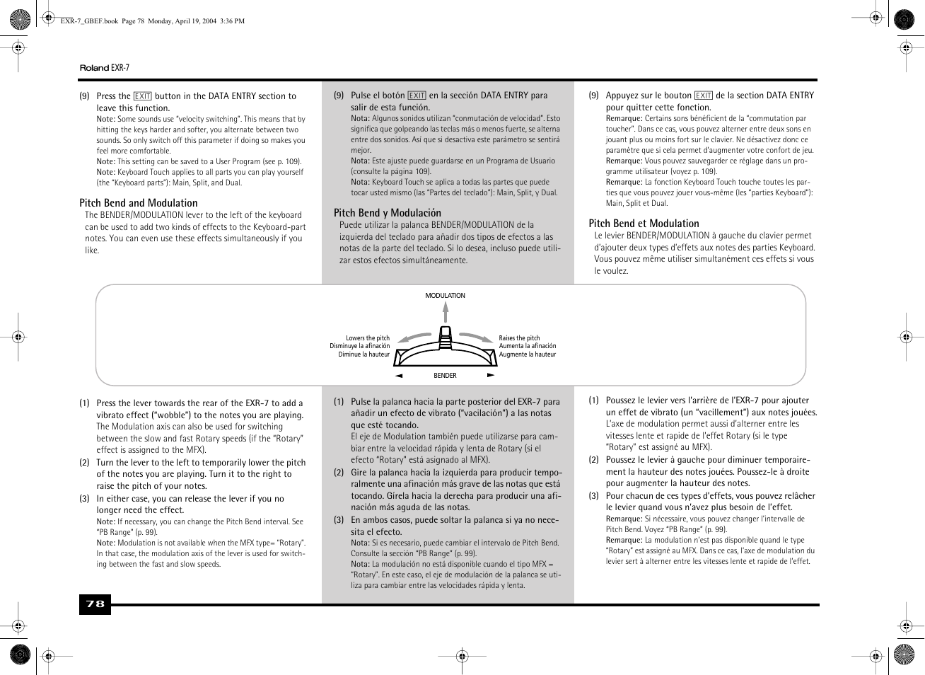 Roland EXR-7 User Manual | Page 78 / 152