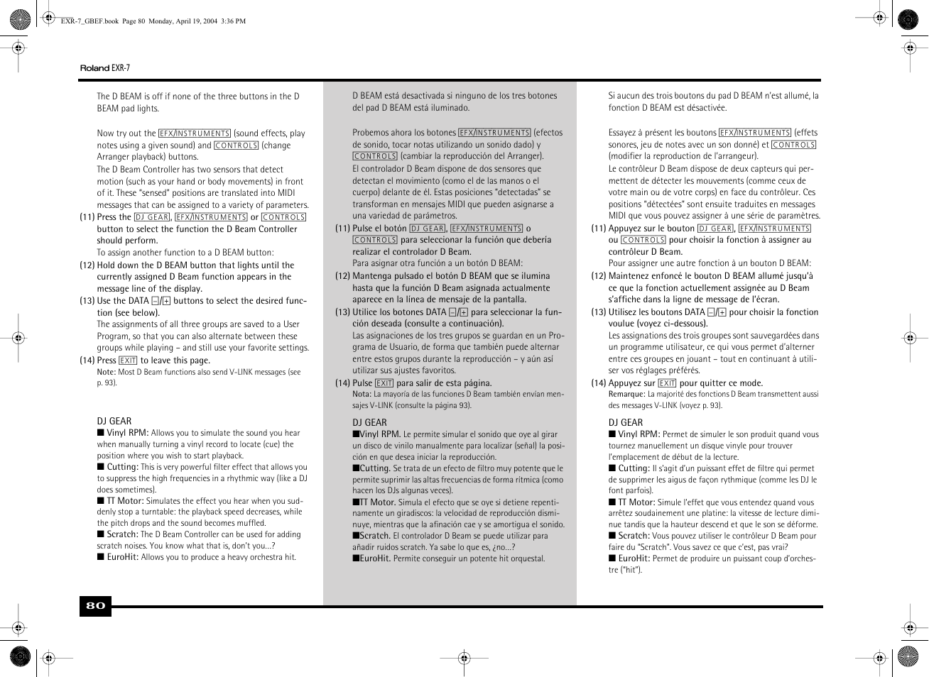 Roland EXR-7 User Manual | Page 80 / 152