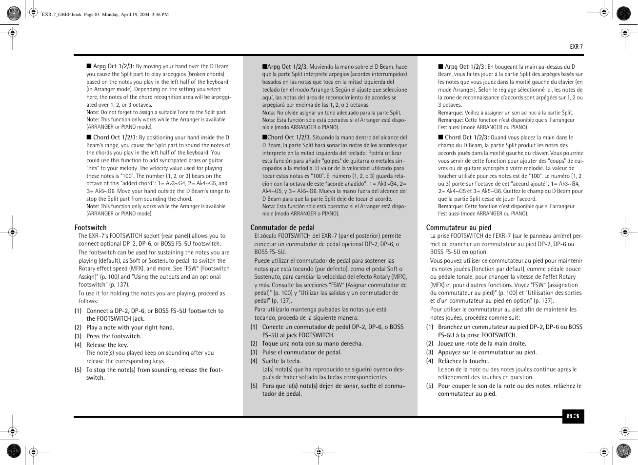 Roland EXR-7 User Manual | Page 83 / 152