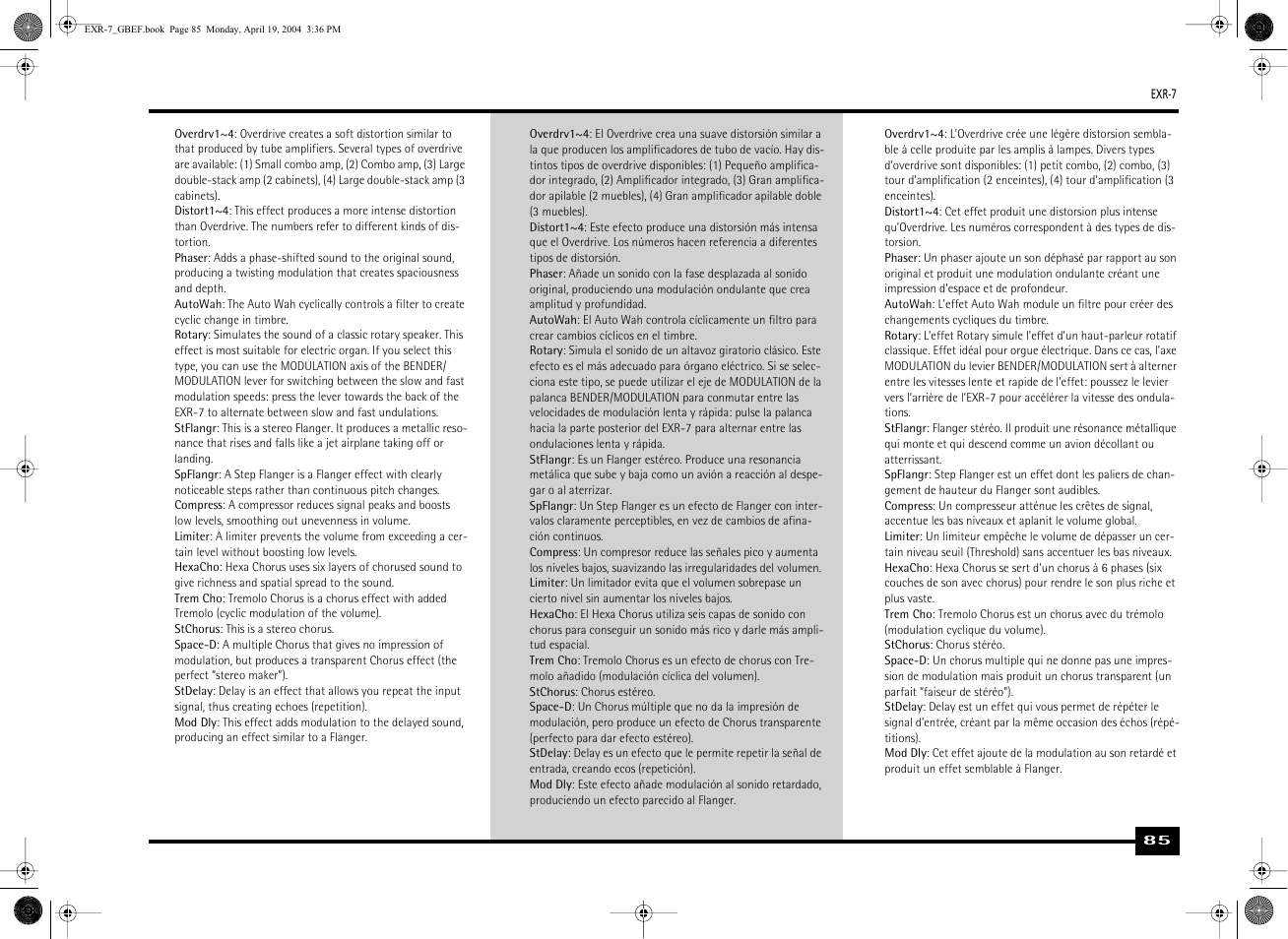 Roland EXR-7 User Manual | Page 85 / 152