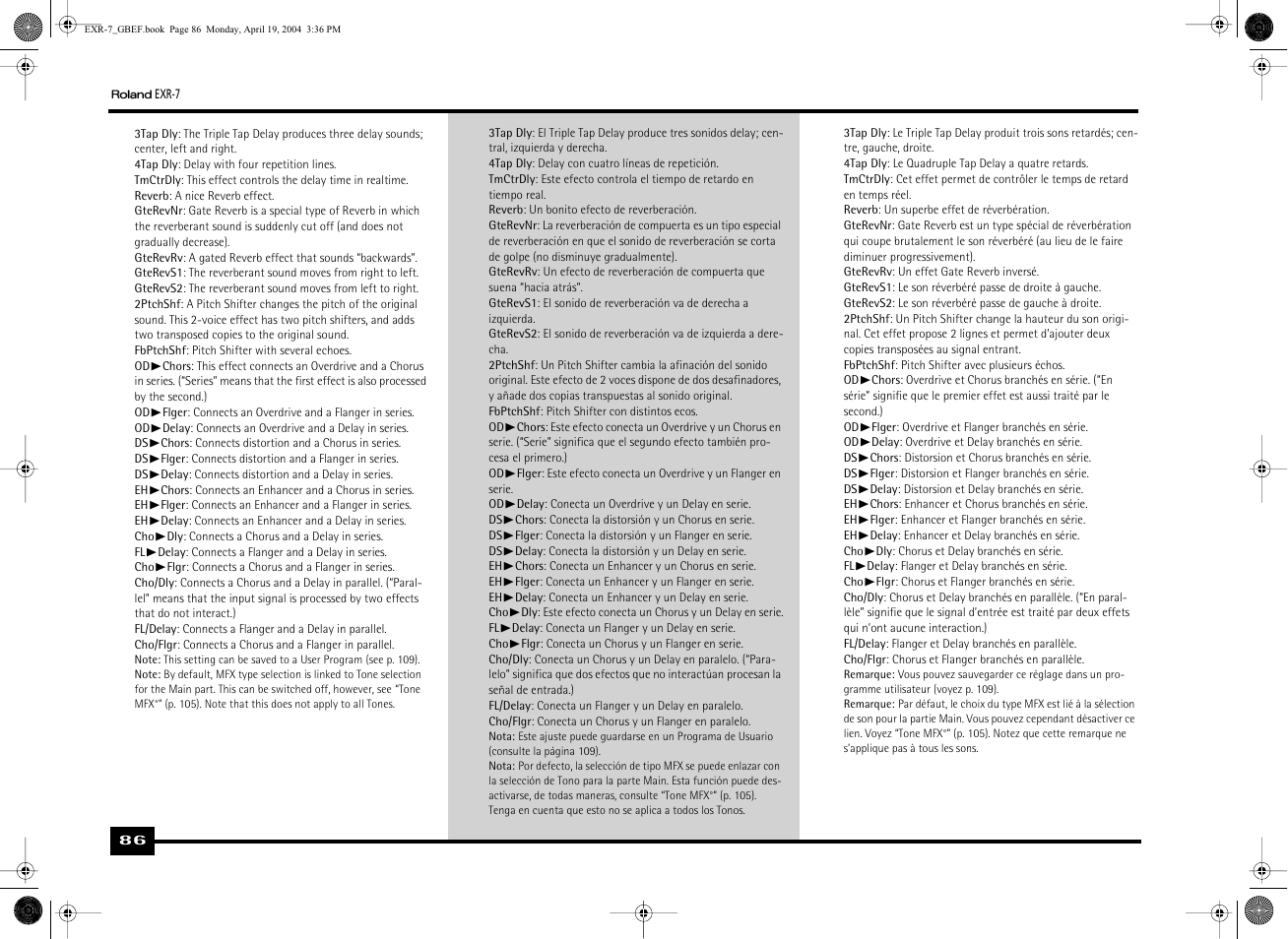 Roland EXR-7 User Manual | Page 86 / 152