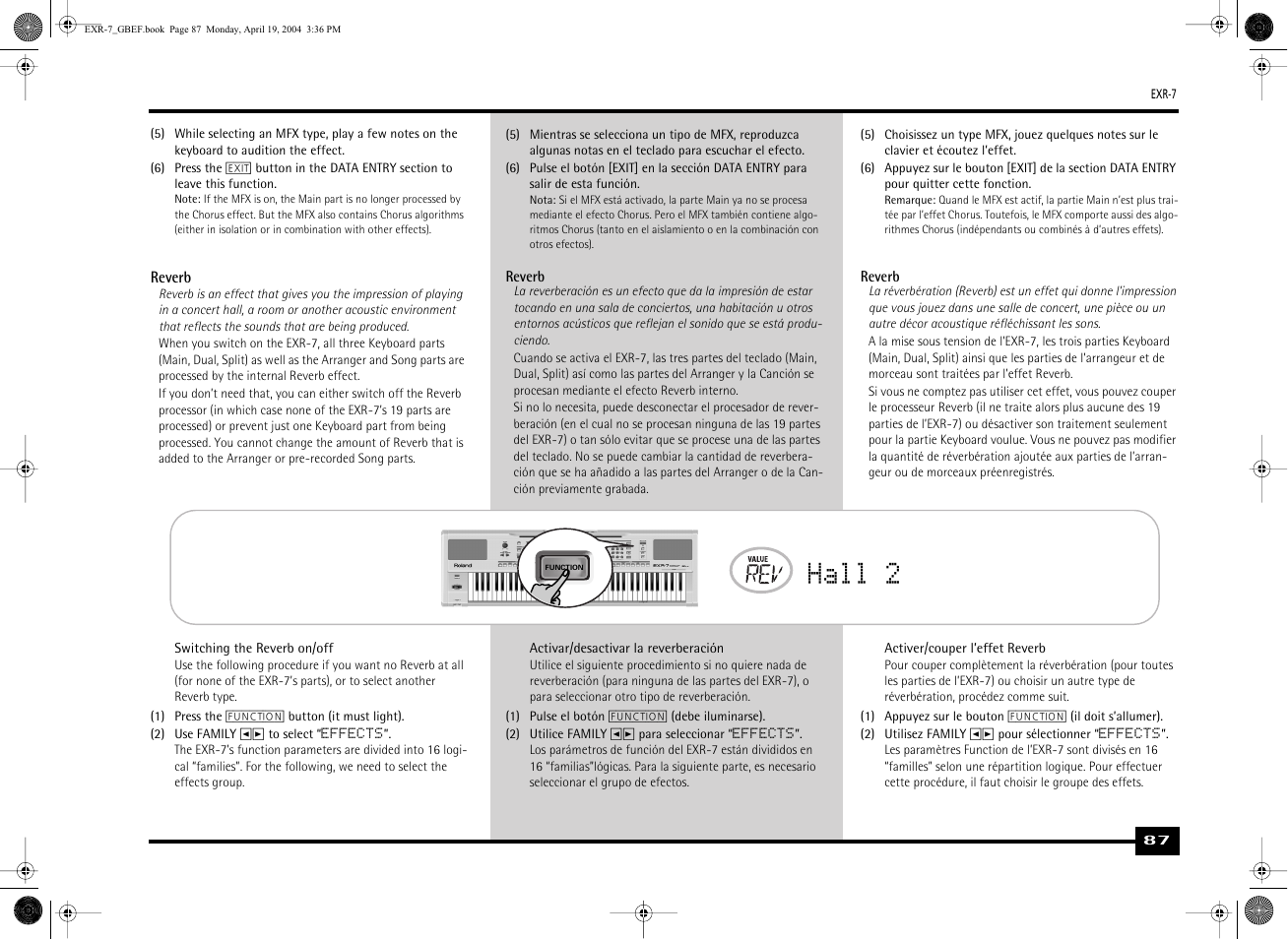 Hall 2 | Roland EXR-7 User Manual | Page 87 / 152