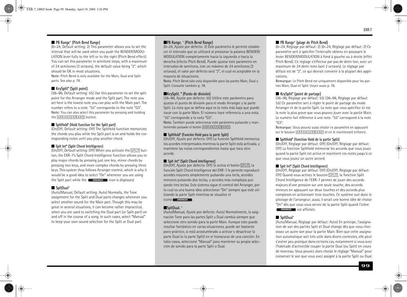 Roland EXR-7 User Manual | Page 99 / 152