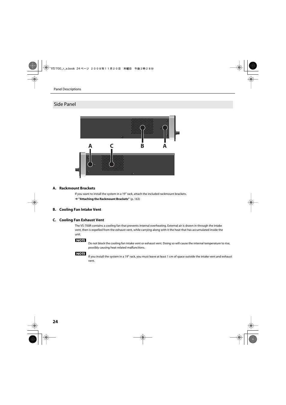 Side panel, Ab c | Roland Sonar V-Studio VS-700 User Manual | Page 24 / 188