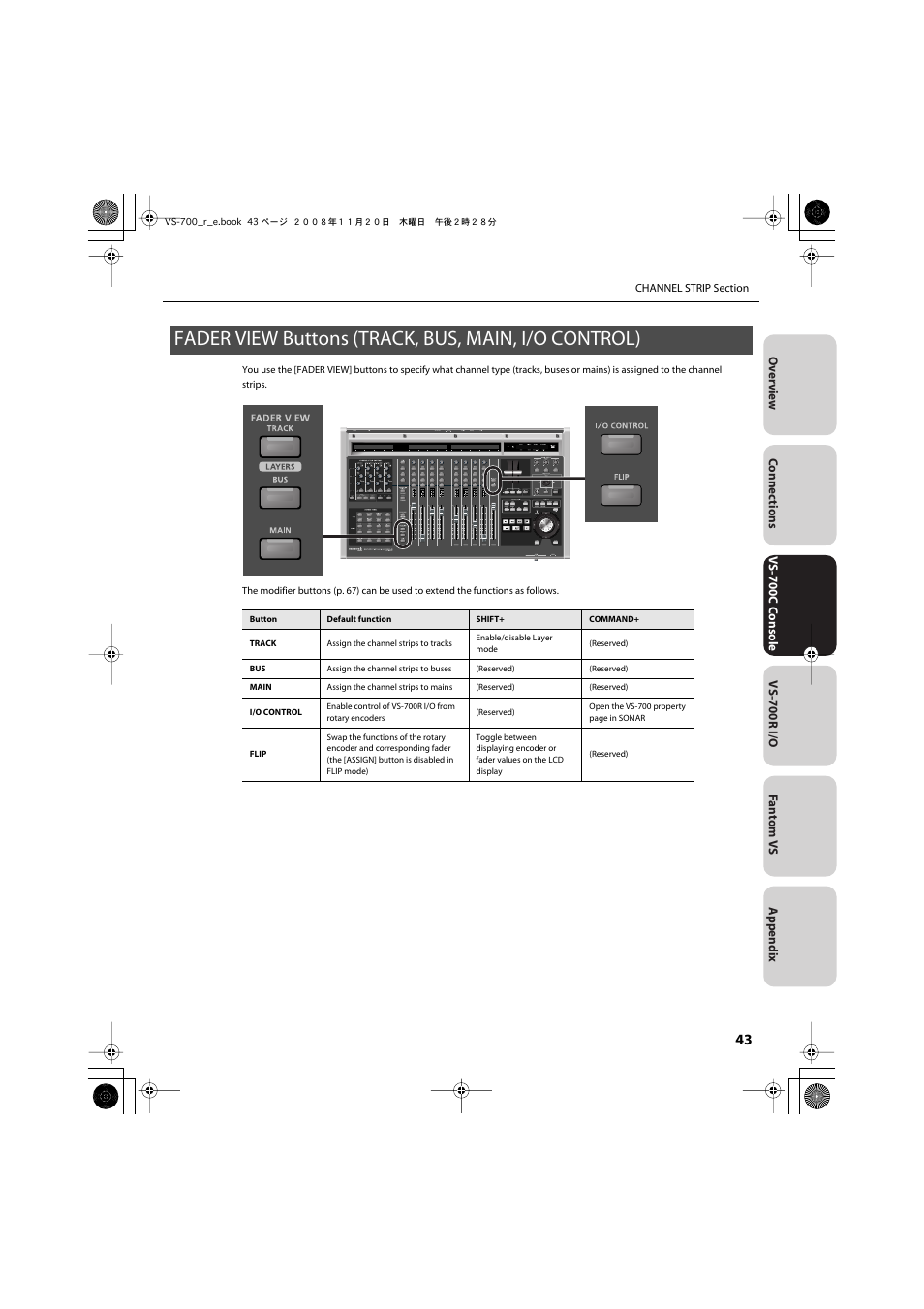 Fader view buttons (track, bus, main, i/o control), P. 43)). the | Roland Sonar V-Studio VS-700 User Manual | Page 43 / 188