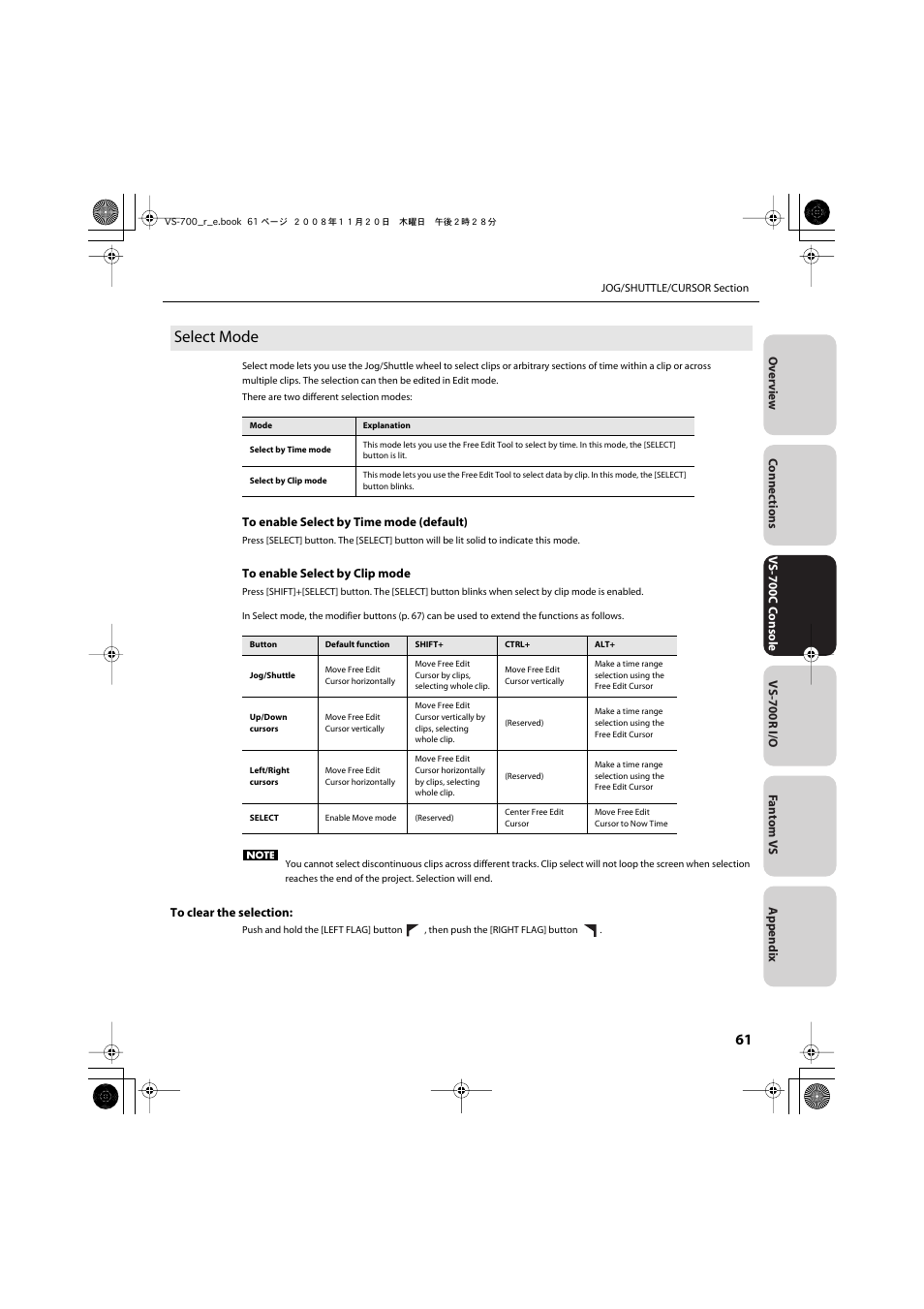 Select mode, More information, refer to, P. 61) | Roland Sonar V-Studio VS-700 User Manual | Page 61 / 188