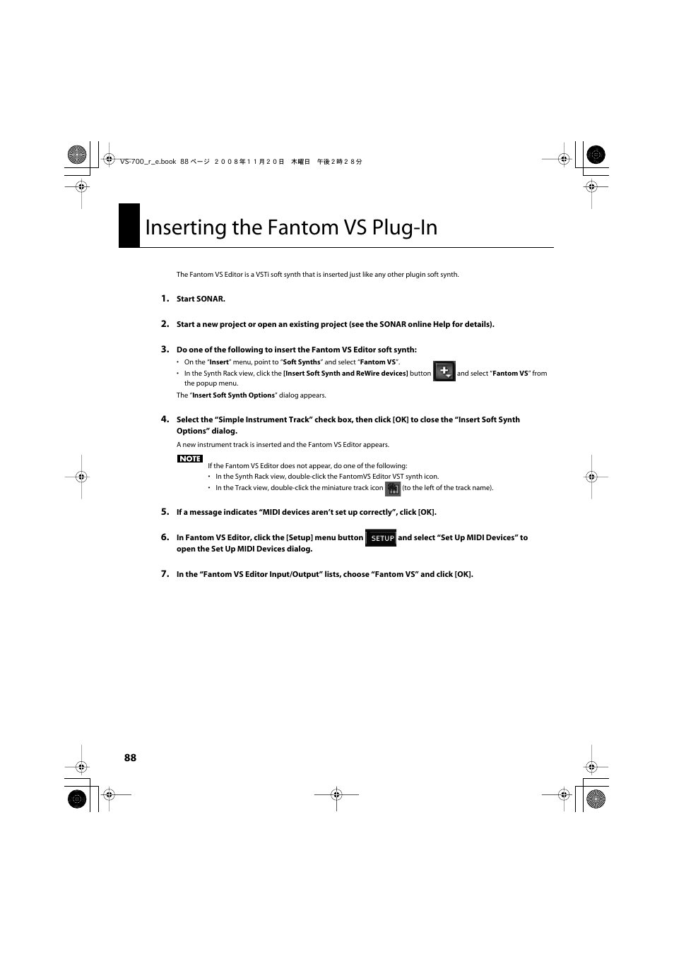 Inserting the fantom vs plug-in | Roland Sonar V-Studio VS-700 User Manual | Page 88 / 188