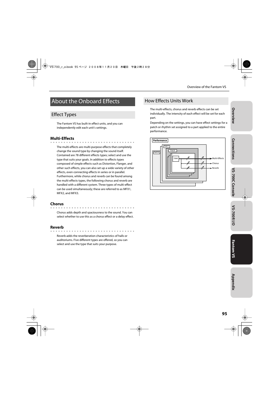 About the onboard effects, Effect types, How effects units work | Effect types how effects units work | Roland Sonar V-Studio VS-700 User Manual | Page 95 / 188