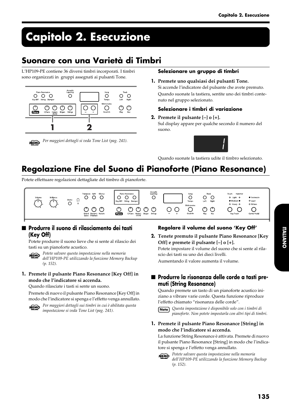 Capitolo 2. esecuzione, Suonare con una varietà di timbri | Roland HP109-PE User Manual | Page 137 / 250