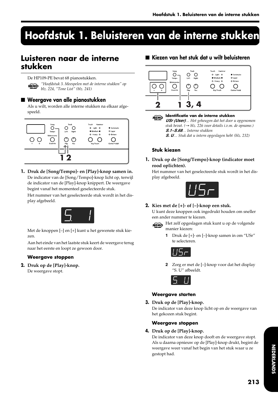 Hoofdstuk 1. beluisteren van de interne stukken, Luisteren naar de interne stukken | Roland HP109-PE User Manual | Page 215 / 250