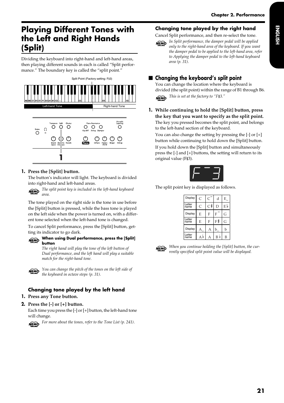 Changing the keyboard’s split point | Roland HP109-PE User Manual | Page 23 / 250