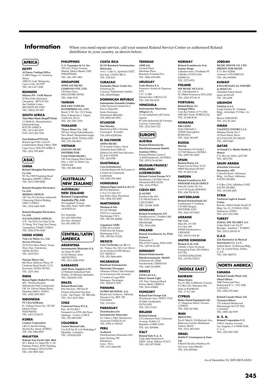 Information | Roland HP109-PE User Manual | Page 247 / 250