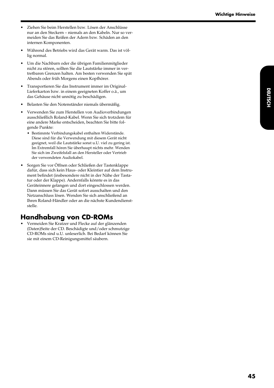 Handhabung von cd-roms | Roland HP109-PE User Manual | Page 47 / 250