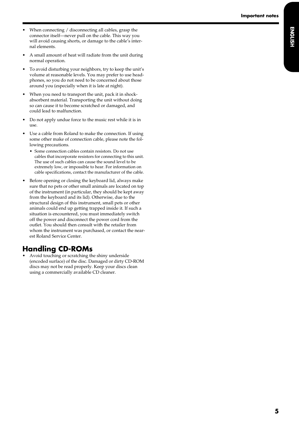 Handling cd-roms | Roland HP109-PE User Manual | Page 7 / 250