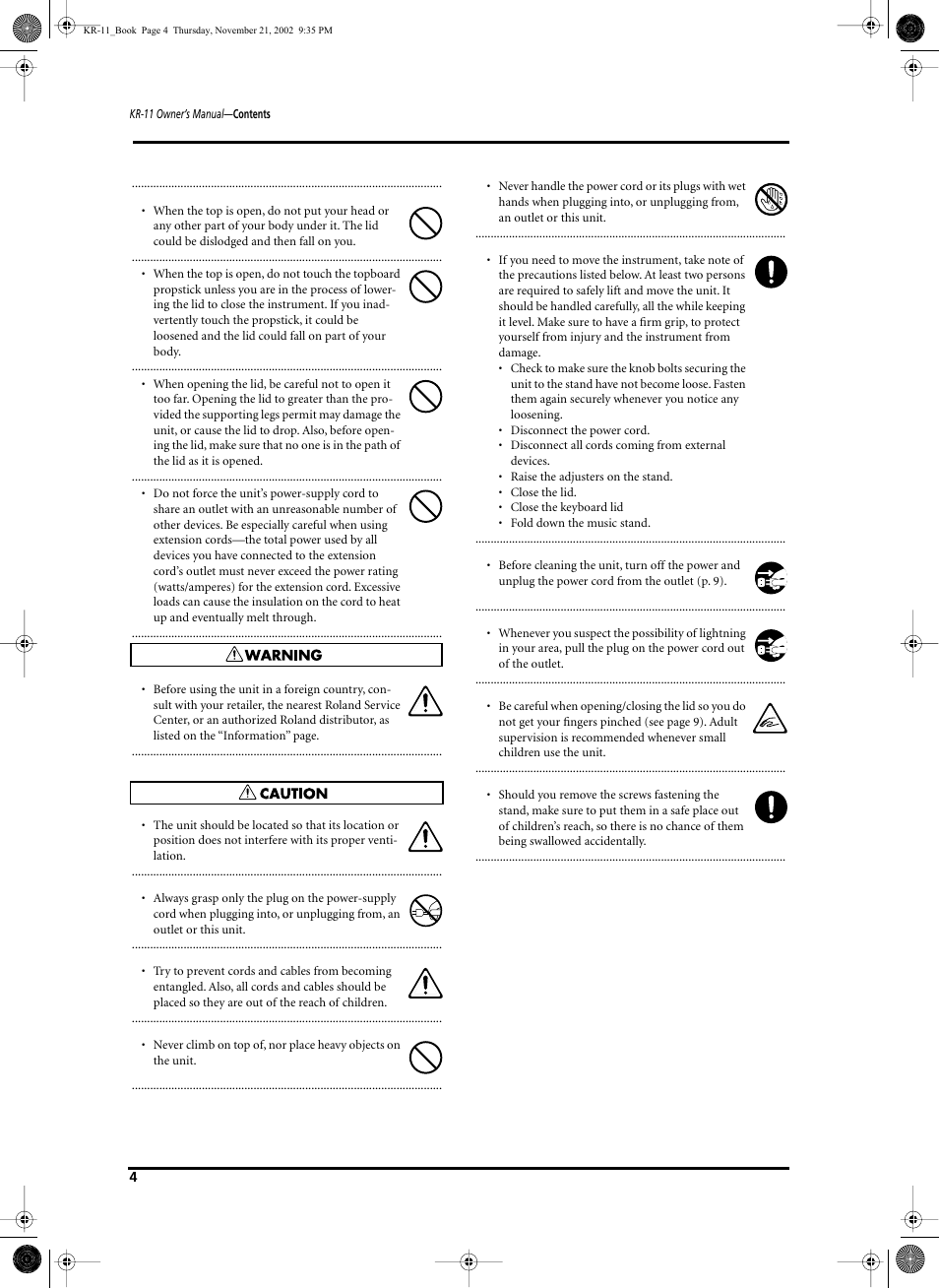 Roland KR-11 User Manual | Page 4 / 64