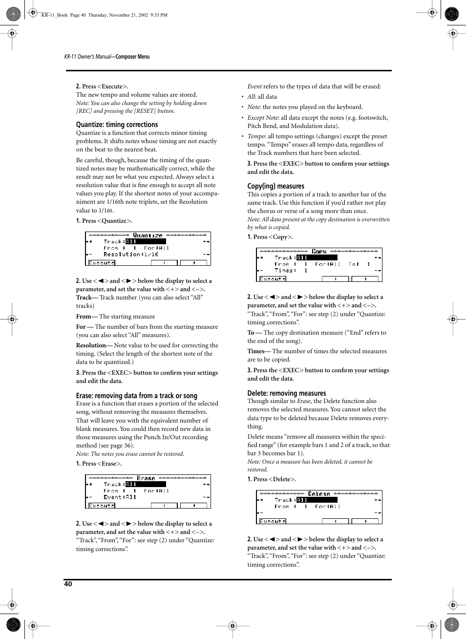 Roland KR-11 User Manual | Page 40 / 64