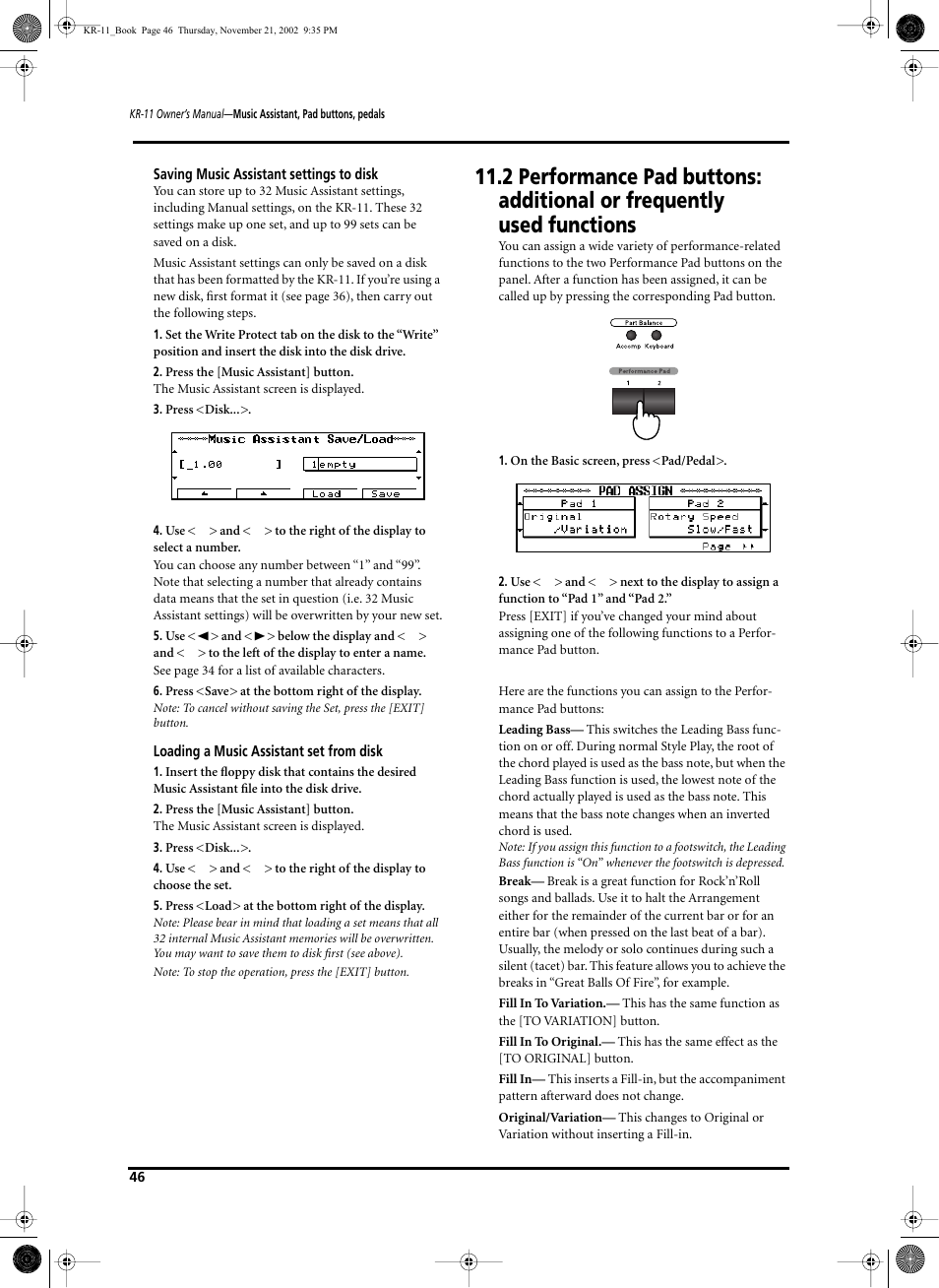Roland KR-11 User Manual | Page 46 / 64