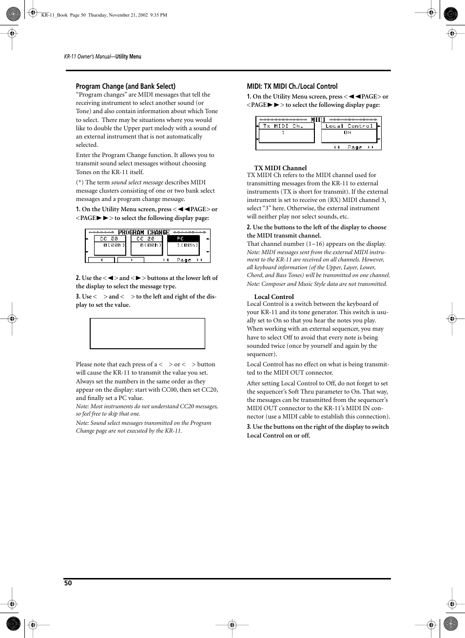 Roland KR-11 User Manual | Page 50 / 64