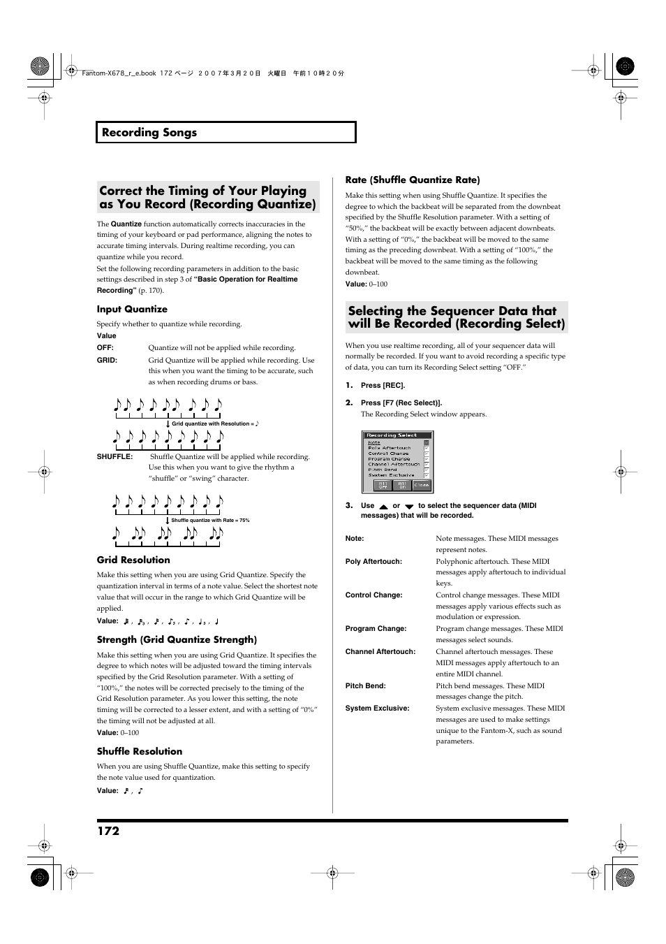 172 recording songs | Roland X-6 User Manual | Page 172 / 348