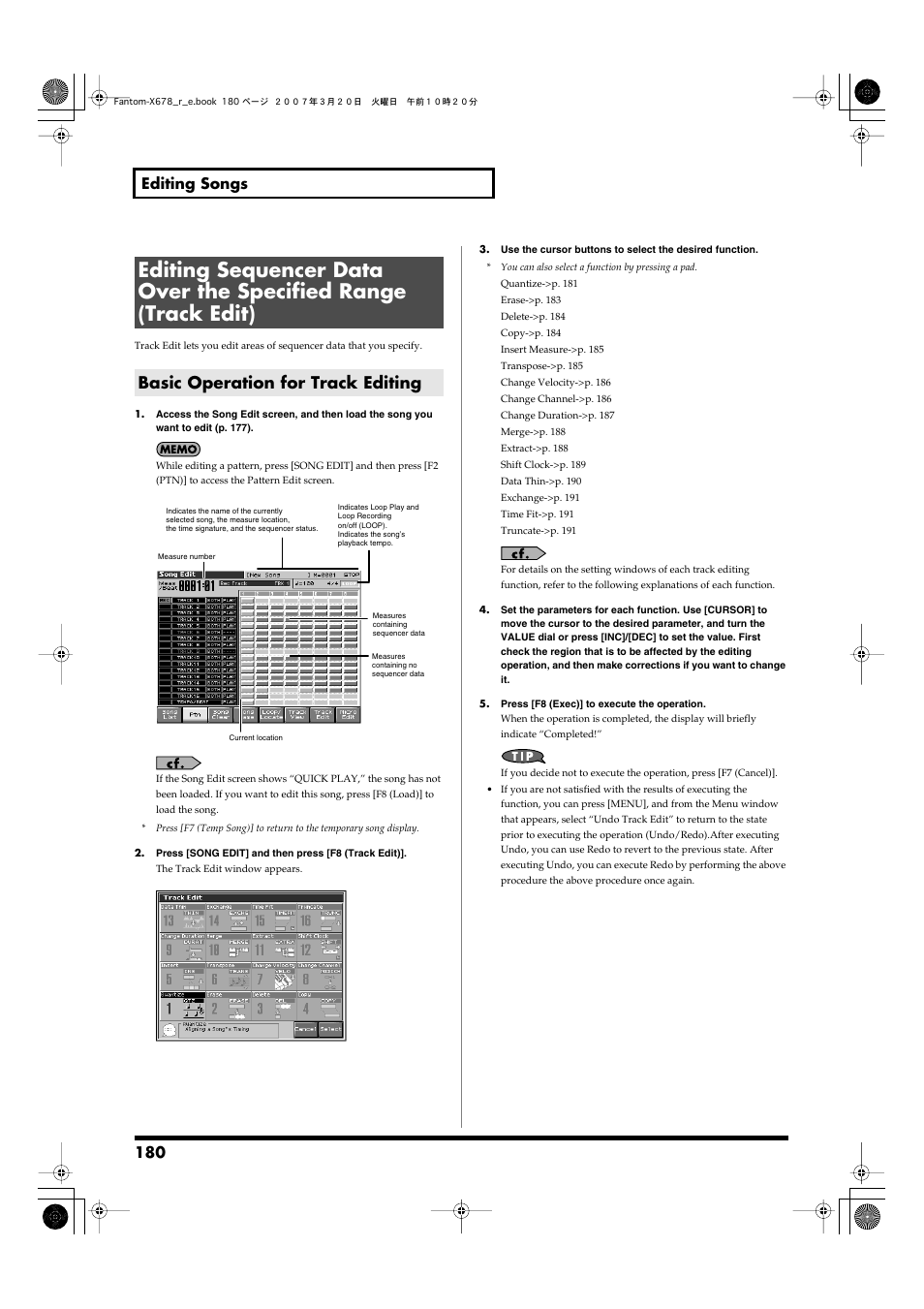 Basic operation for track editing, 180 editing songs | Roland X-6 User Manual | Page 180 / 348