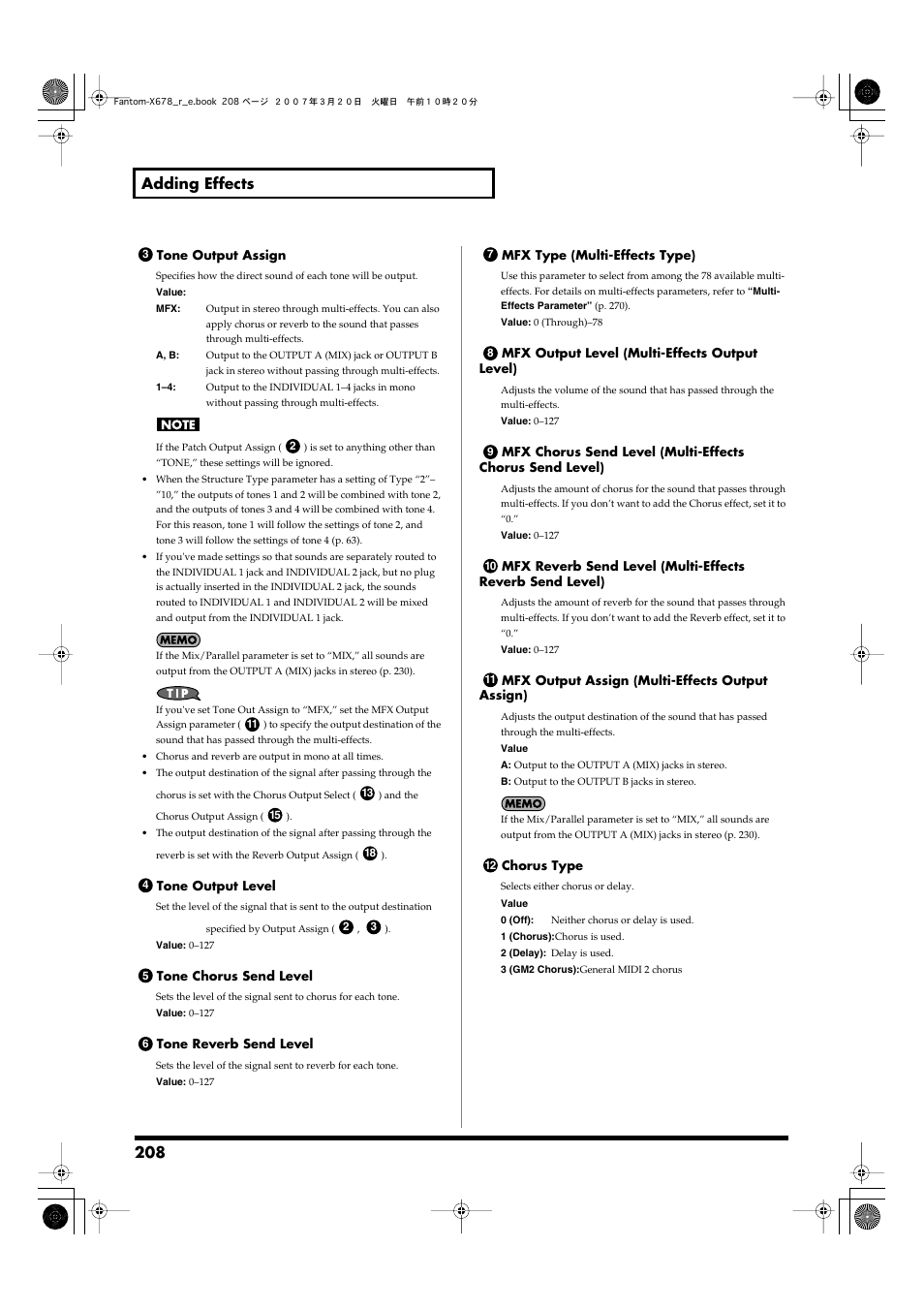 208 adding effects | Roland X-6 User Manual | Page 208 / 348