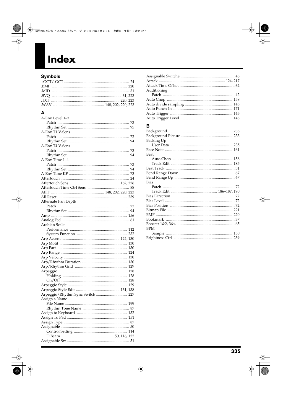 Index | Roland X-6 User Manual | Page 335 / 348