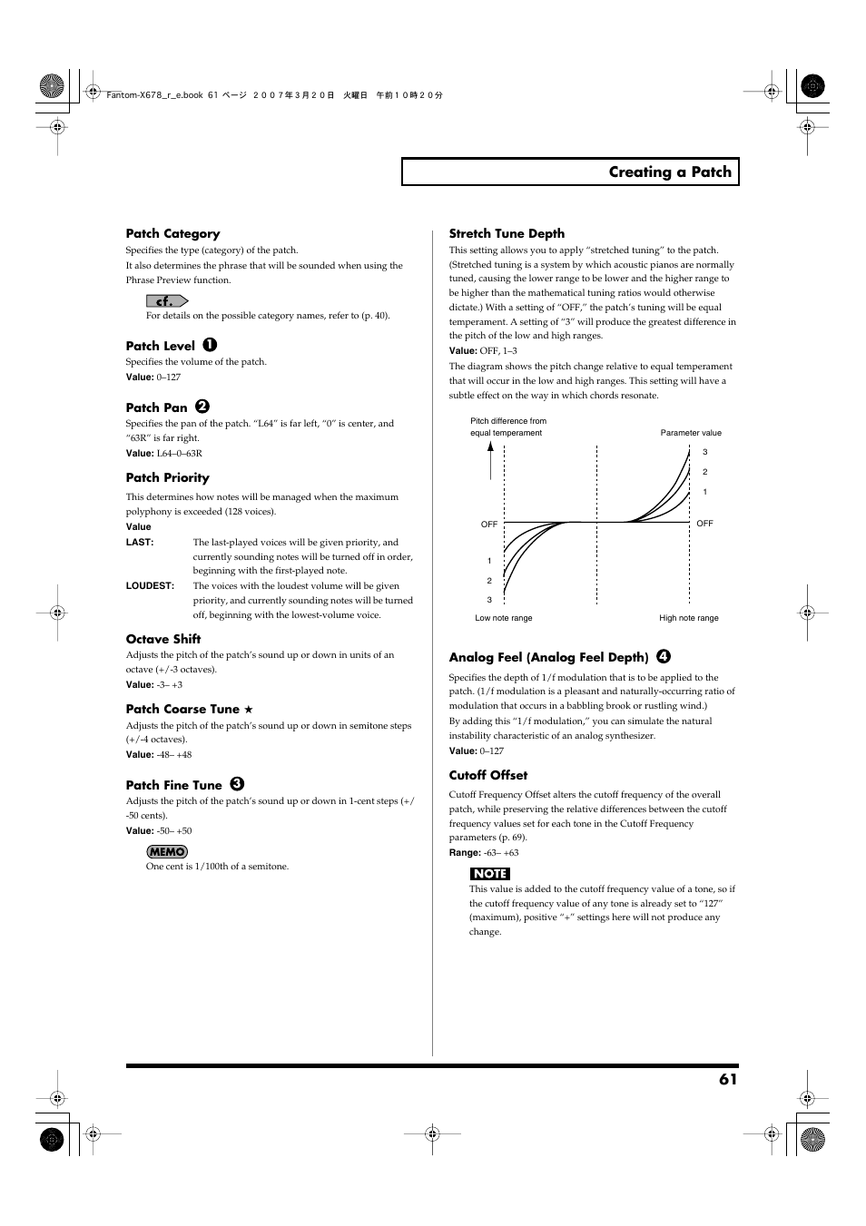 Patch priority setting (p. 61), 61 creating a patch | Roland X-6 User Manual | Page 61 / 348