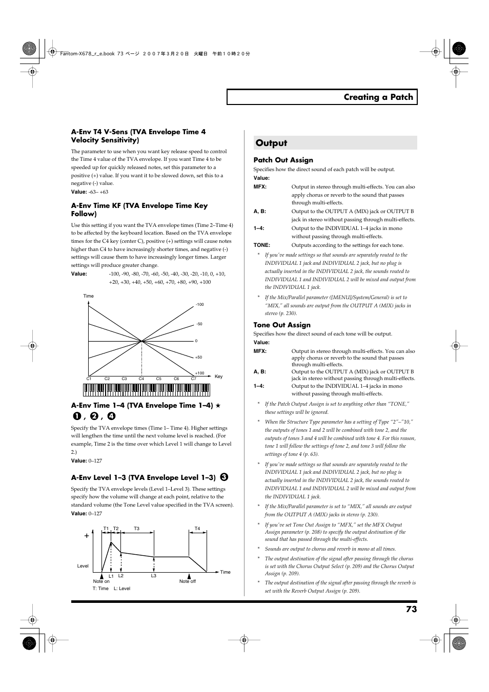 Output, 73 creating a patch | Roland X-6 User Manual | Page 73 / 348
