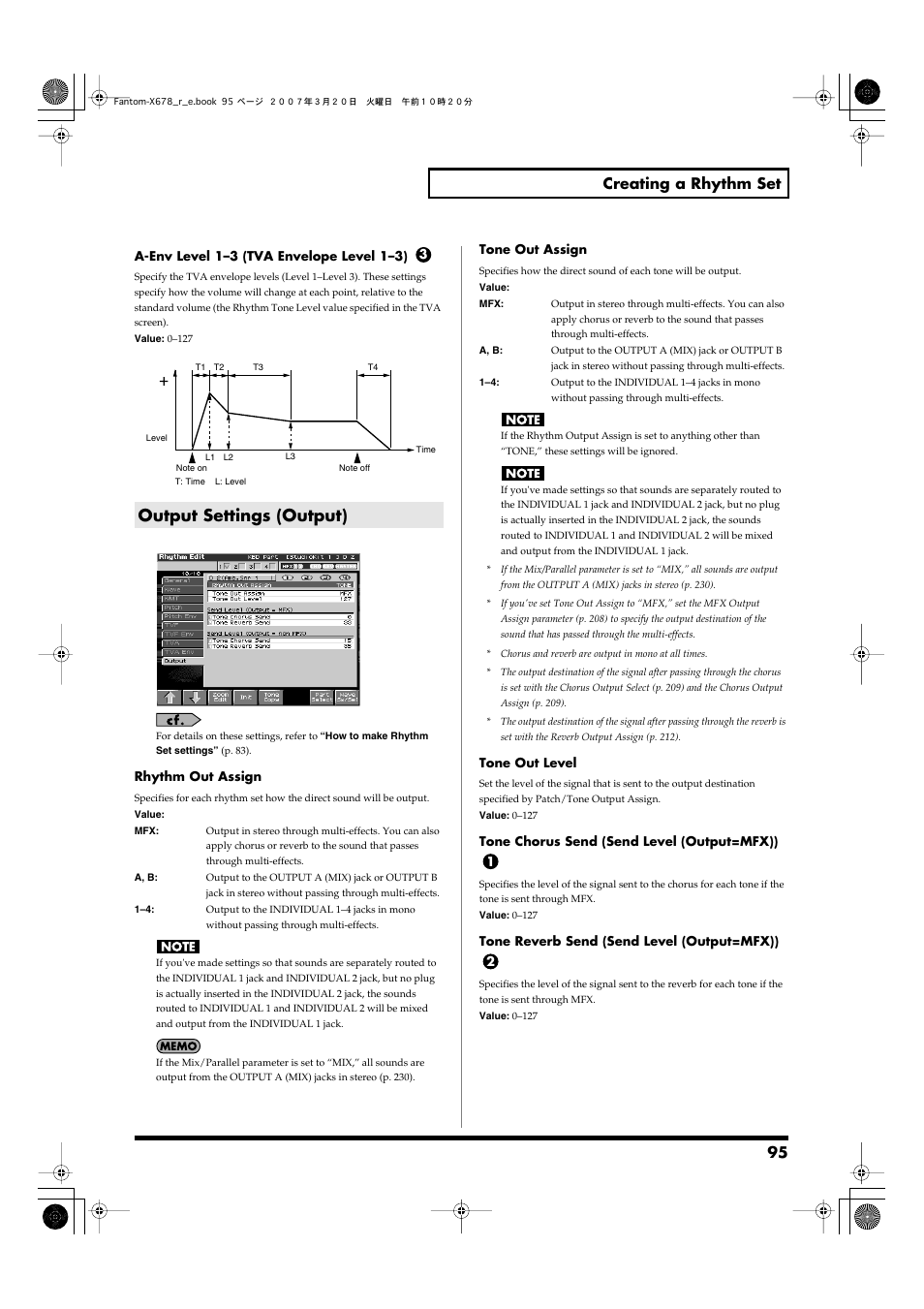 Output settings (output), 95 creating a rhythm set | Roland X-6 User Manual | Page 95 / 348