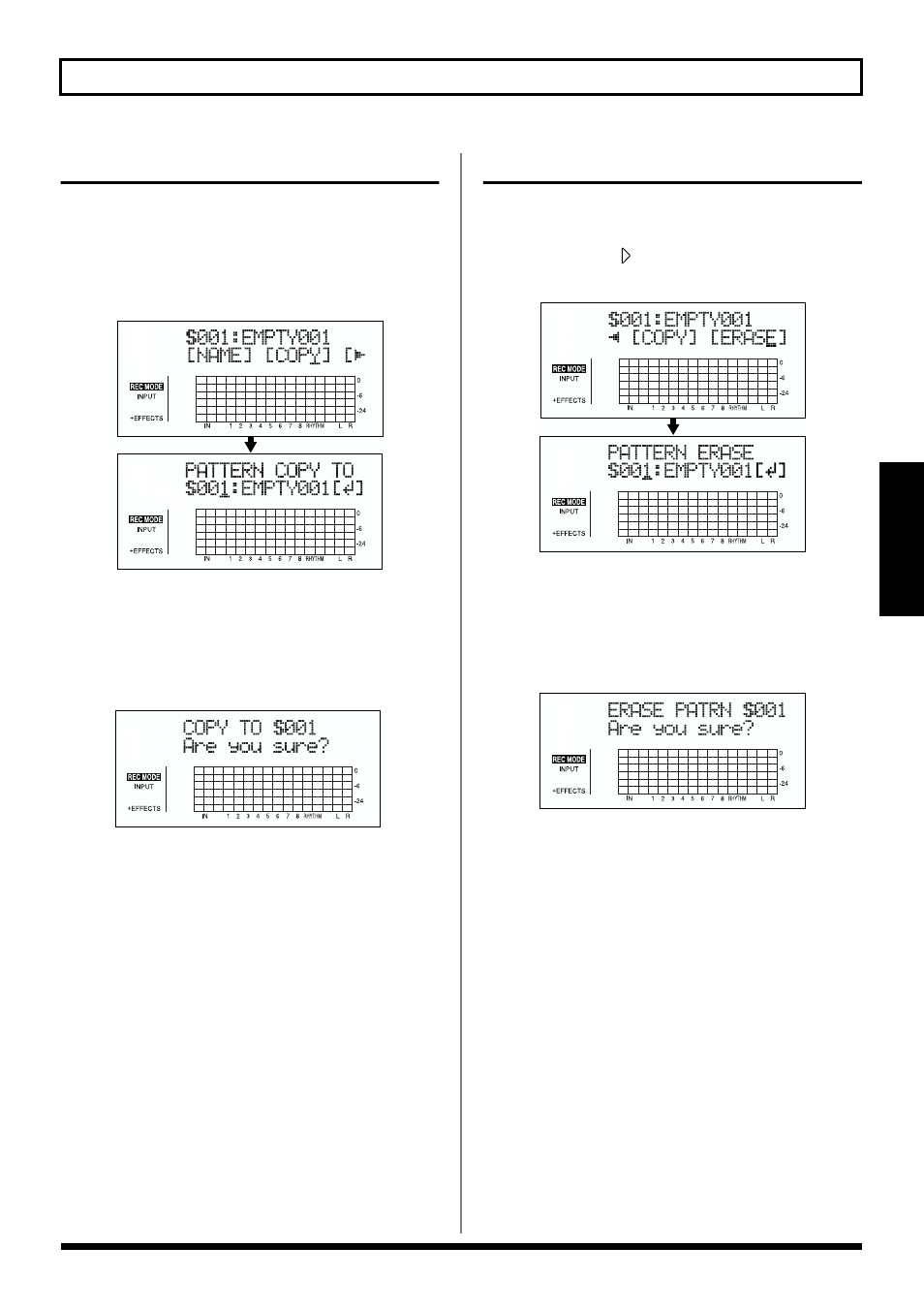 Copying patterns, Erasing patterns, 103 creating original patterns | Roland BR-864 User Manual | Page 103 / 200