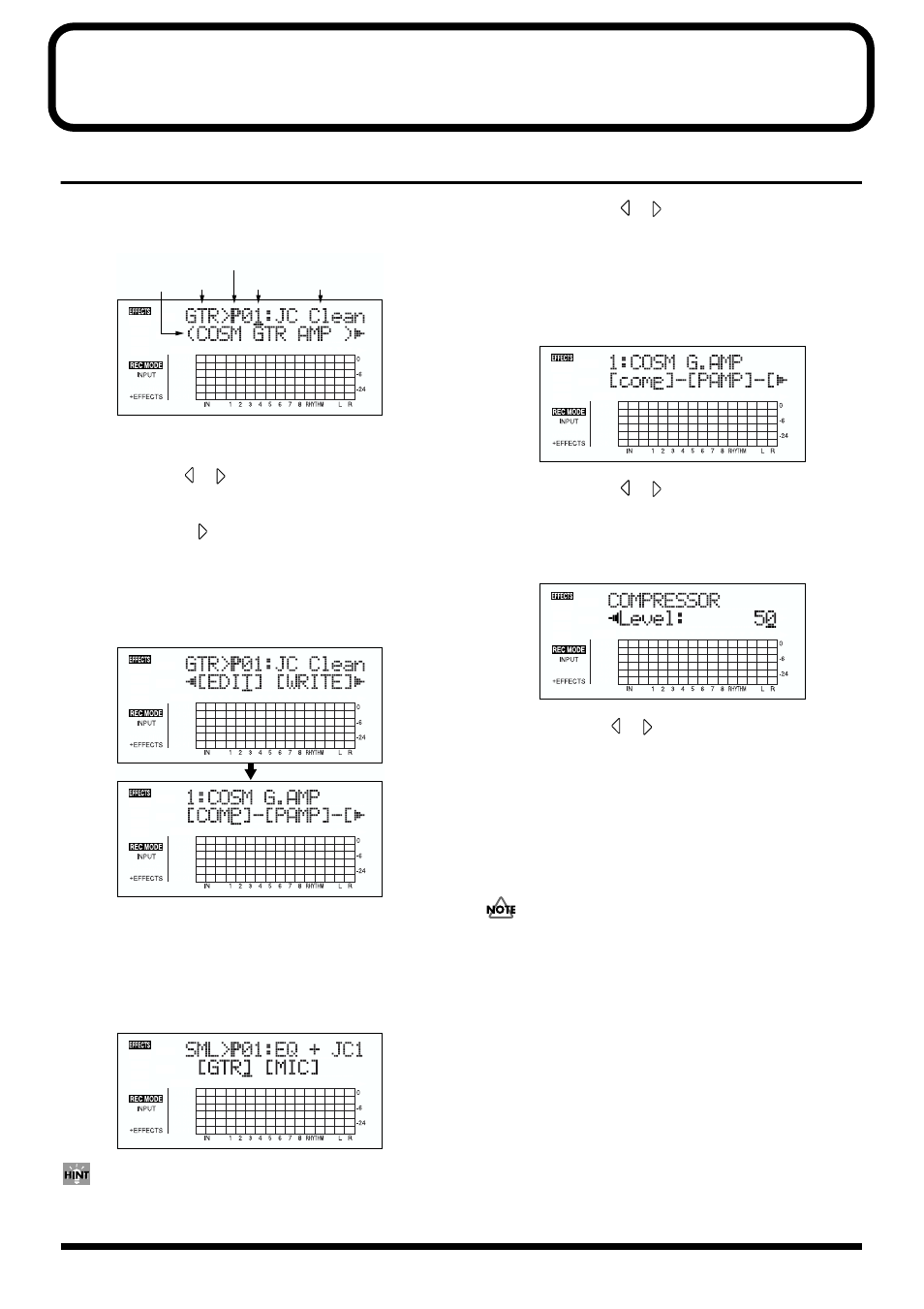 Insert effect parameter functions, Setting procedure, Insert effect parameter functions” (p. 110) | Roland BR-864 User Manual | Page 110 / 200
