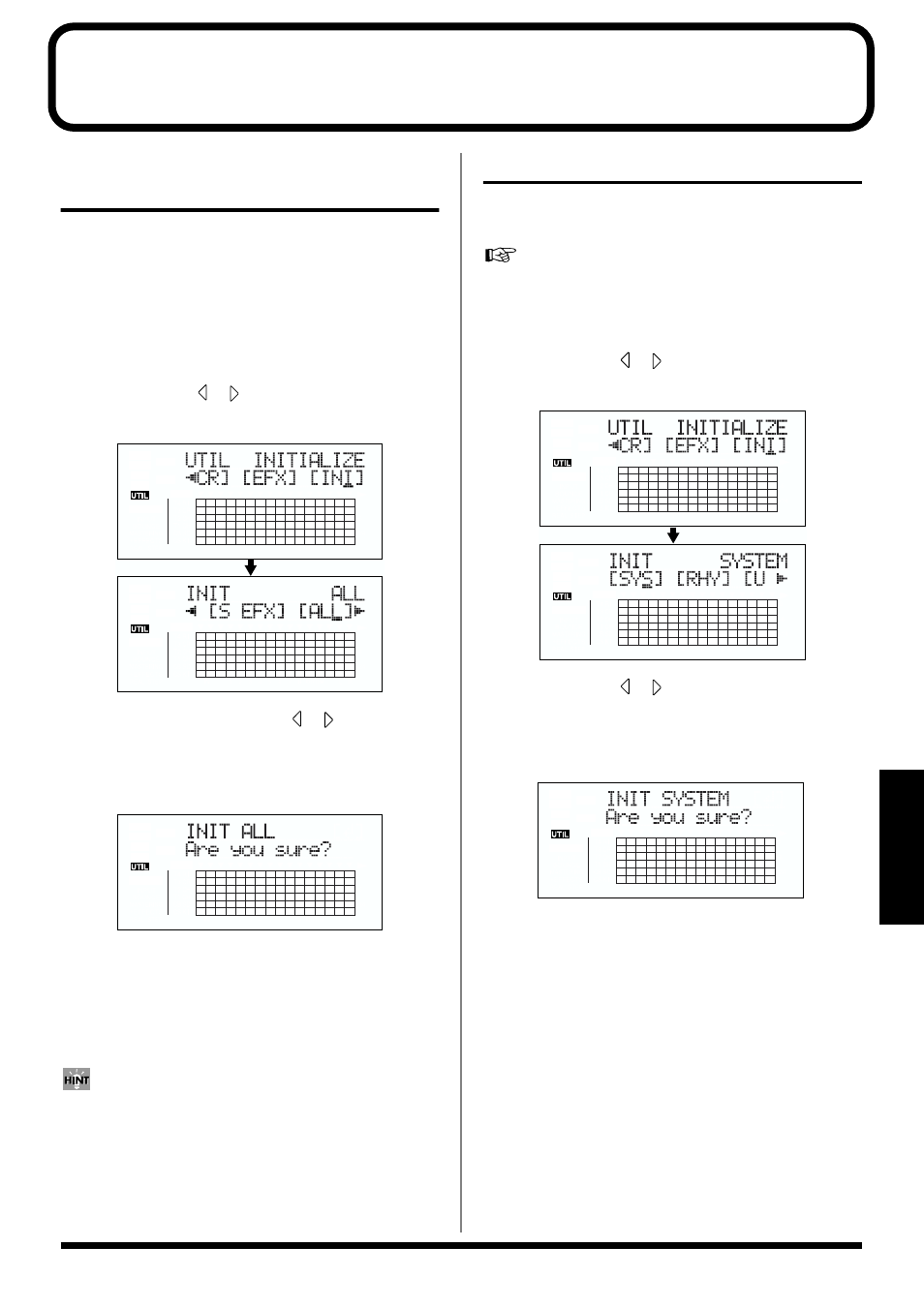 Initializing the br-864’s settings, Initializing all the br-864’s settings, Initializing the system settings | Roland BR-864 User Manual | Page 147 / 200