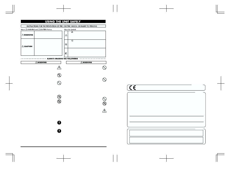 Notice avis | Roland BR-864 User Manual | Page 2 / 200