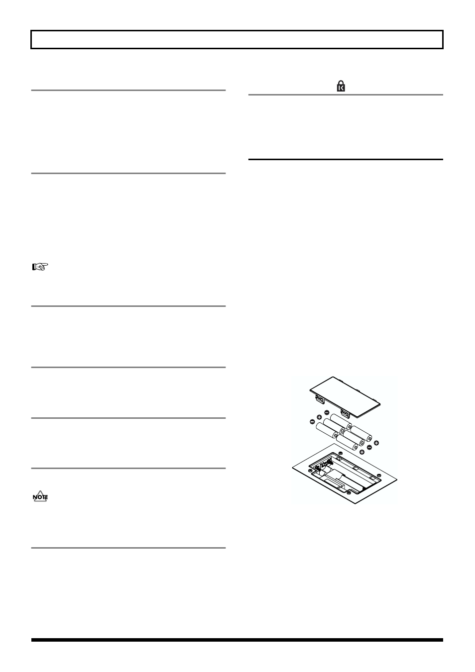 Inserting batteries, 22 panel descriptions 5. digital out connector, Foot sw/exp pedal jack | Midi out connector, Usb connector, Power switch, Dc in (ac adaptor) jack, Cord hook, Security slot ( ) | Roland BR-864 User Manual | Page 22 / 200