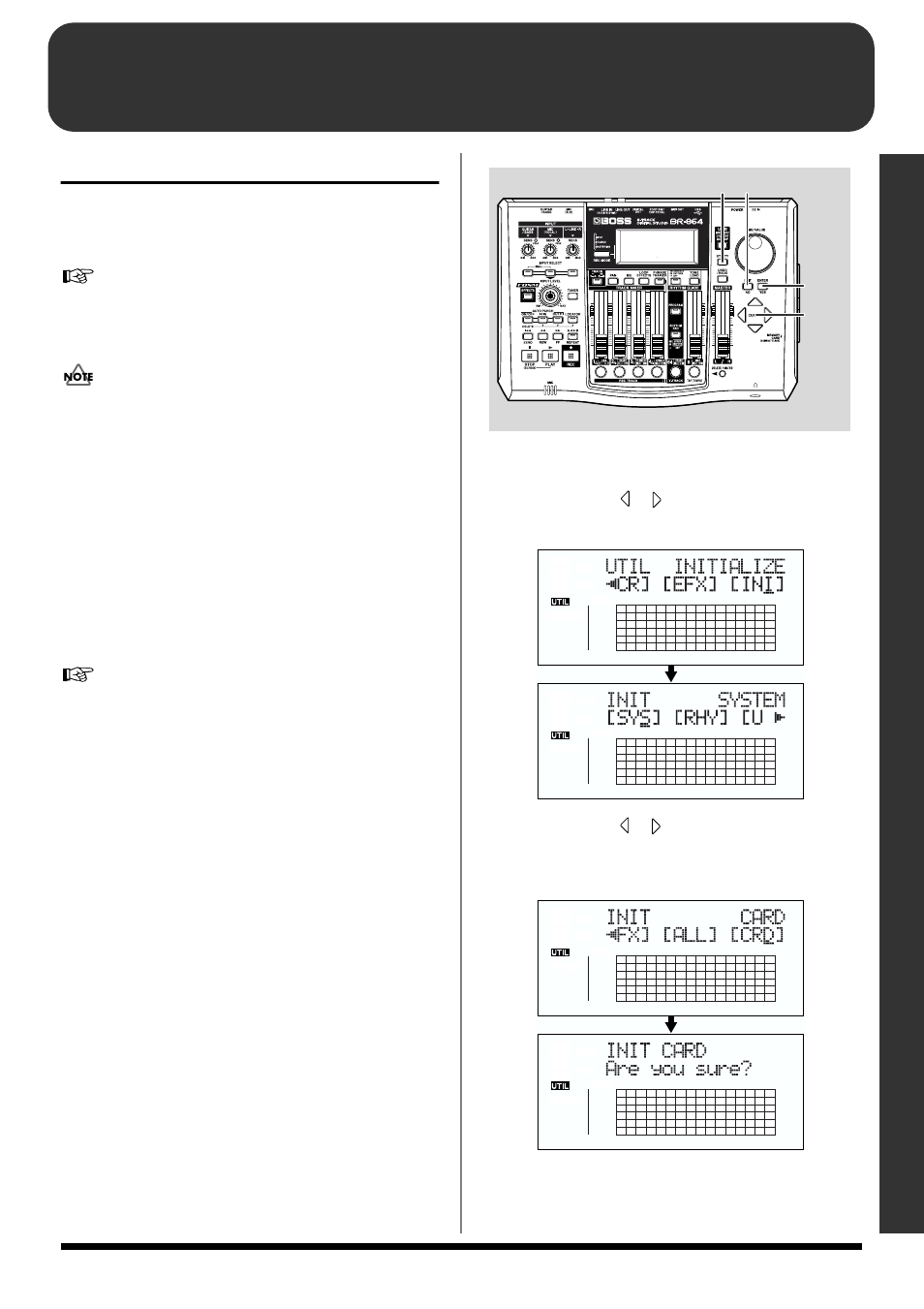 Recording/playing back a song, 1) preparing the memory card, Turn on the power | Formatting the memory card (initialize), Quick start | Roland BR-864 User Manual | Page 29 / 200
