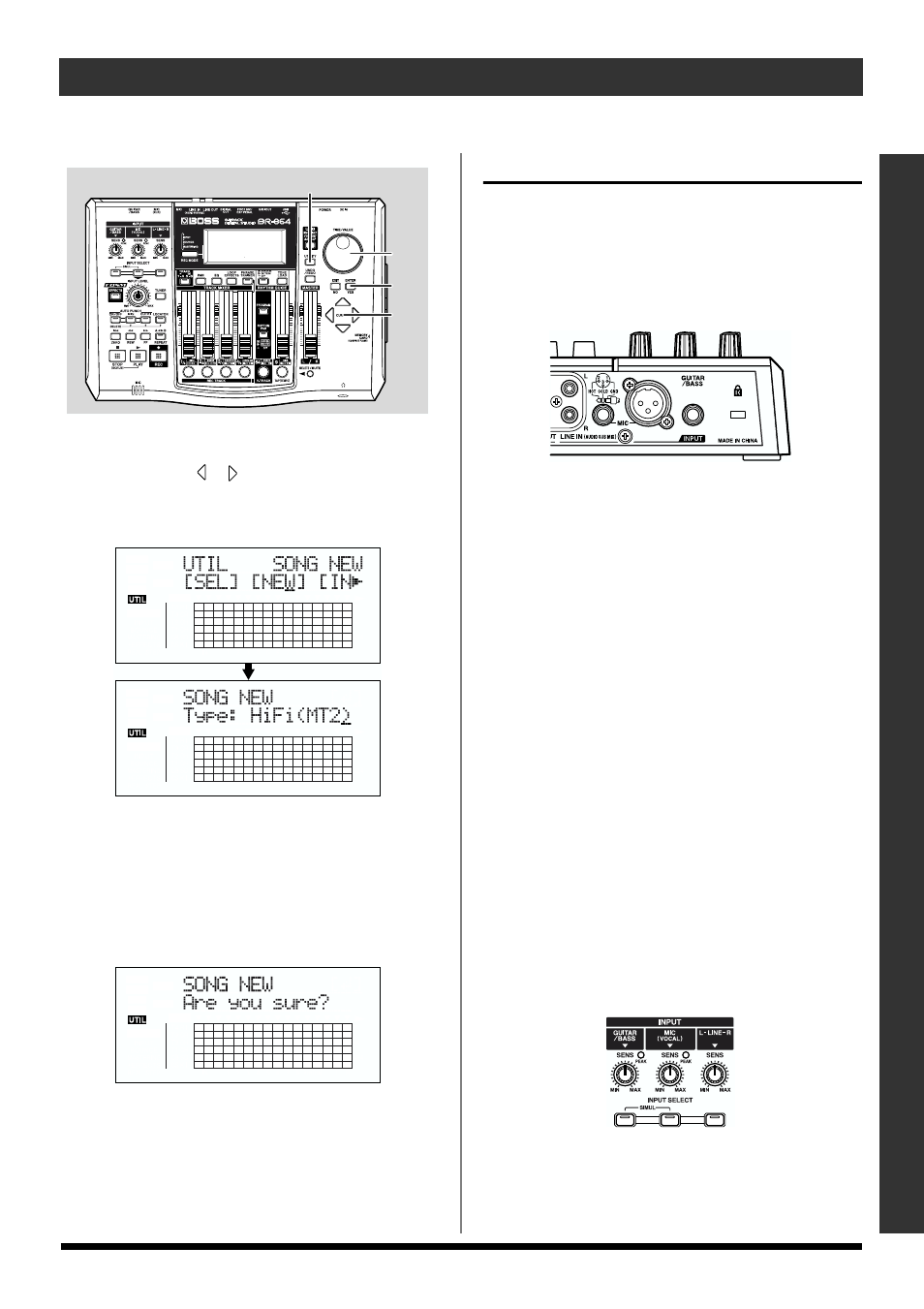 3) connecting instruments, Want record” (p. 31), Quick start | 31 recording/playing back a song | Roland BR-864 User Manual | Page 31 / 200